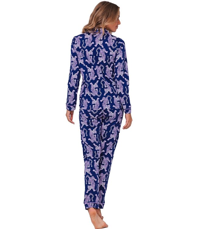 trendy full button organic cotton pyjama 'fantastic feline'