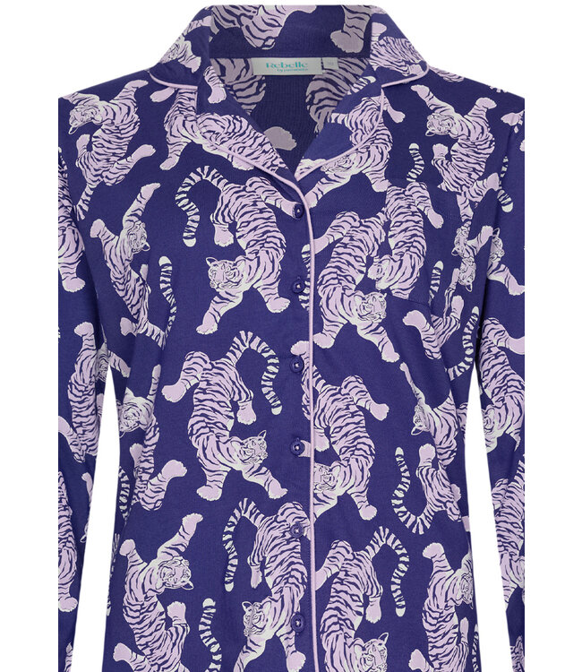 trendy full button organic cotton pyjama 'fantastic feline'