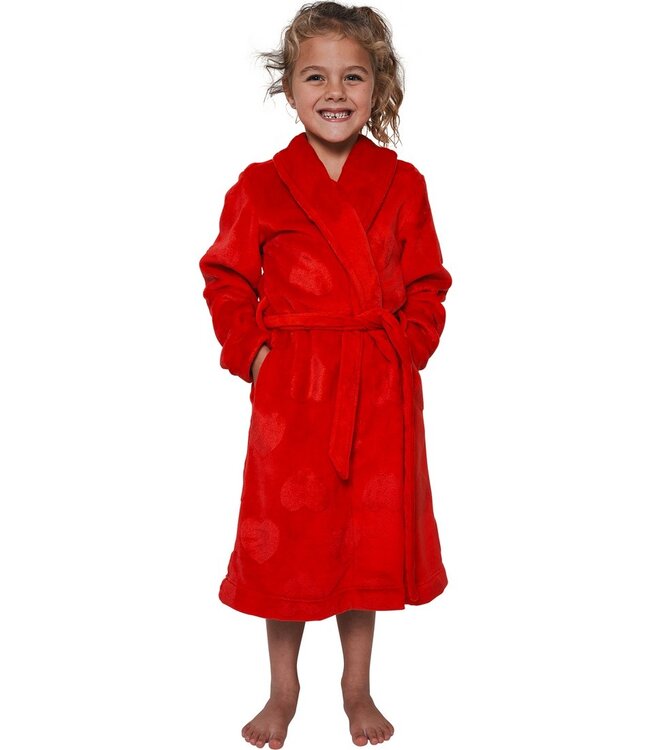 girls soft flannel fleece wrap-over morninggown 'sweet hearts'