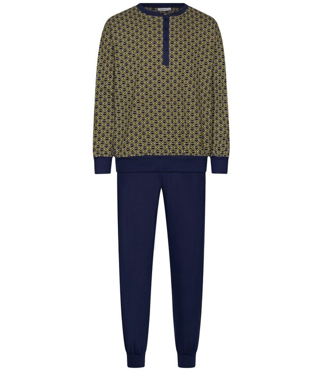 Heren pyjamaset met knoopjes van biologische katoen 'geometric blocks'