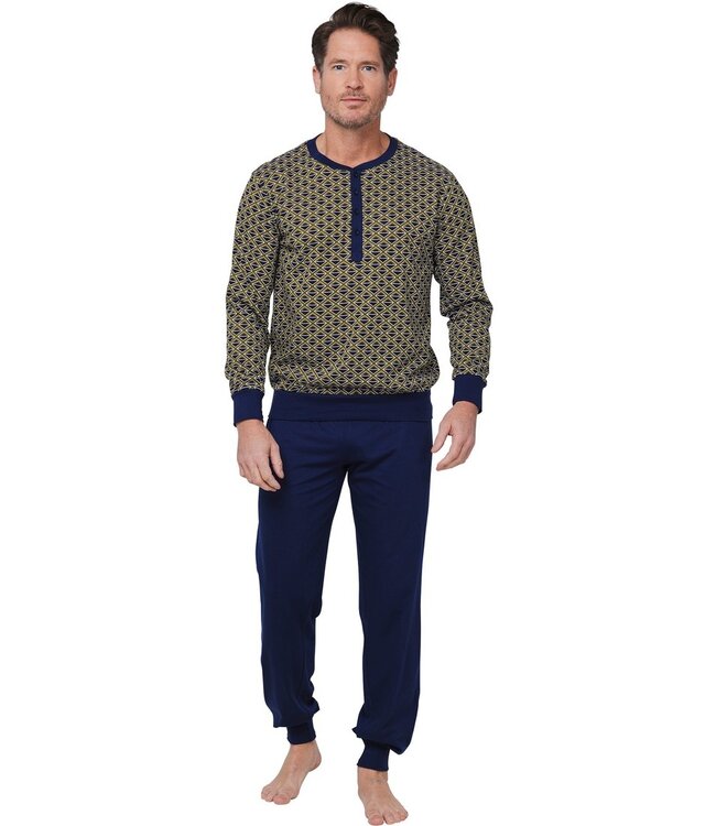 men's organic cotton pyjama set with buttons 'geometric blocks'