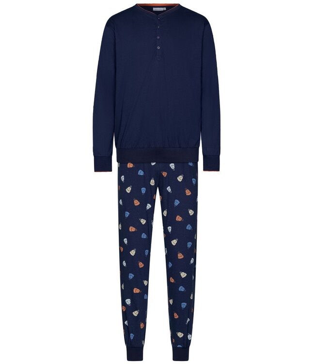Heren pyjamaset met knopen van katoen-polyester 'woolly hat'