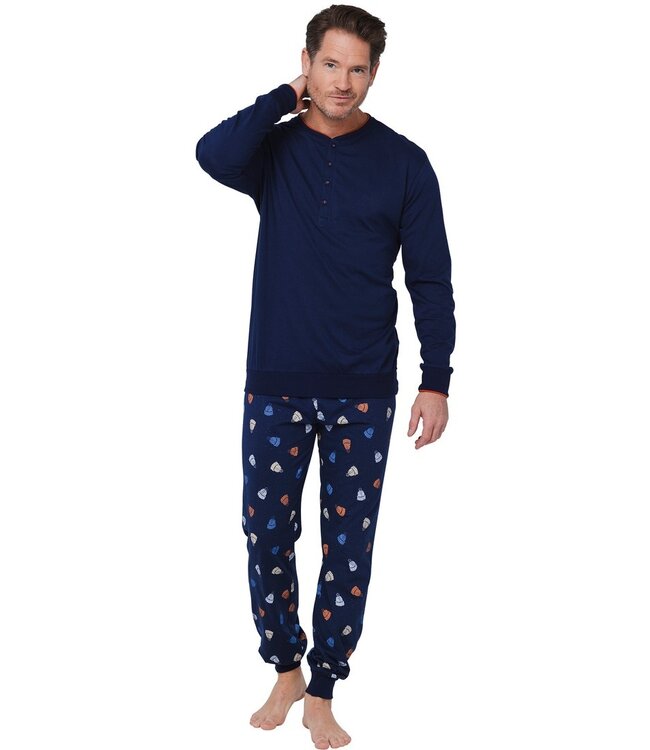 men's cotton-mix pyjama set with buttons 'woolly hat'