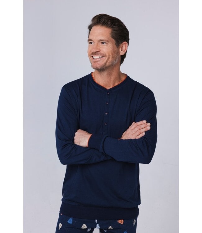 Heren pyjamaset met knopen van katoen-polyester 'woolly hat'