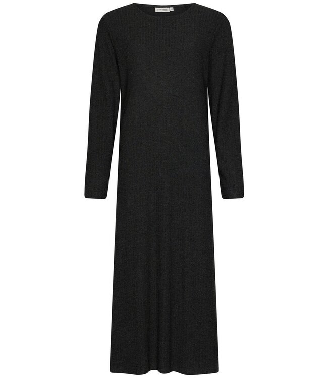Luxe donkergrijze lounge relax-jurk 'soft subtle stripe'