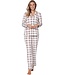 Warme, doorknoop dames pyjama ‘champagne pink check’