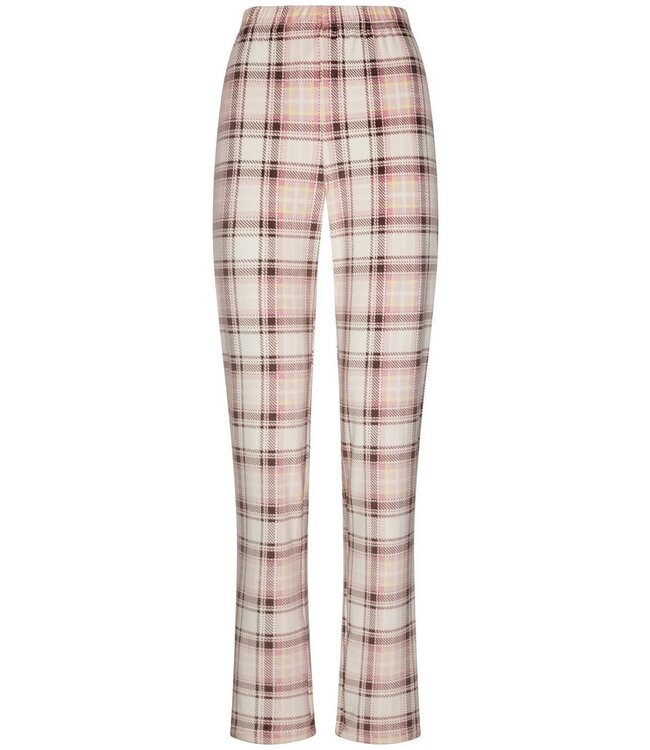 ladies warm full button pyjama 'champagne pink check'