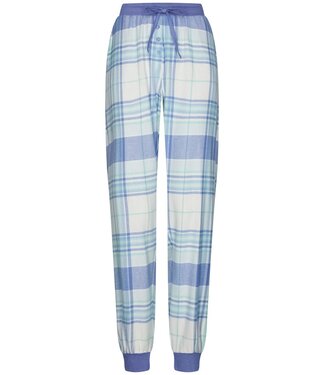 Rebelle Mix & Match lange katoen-flanellen pyjamabroek met boorden 'cool blue checks'