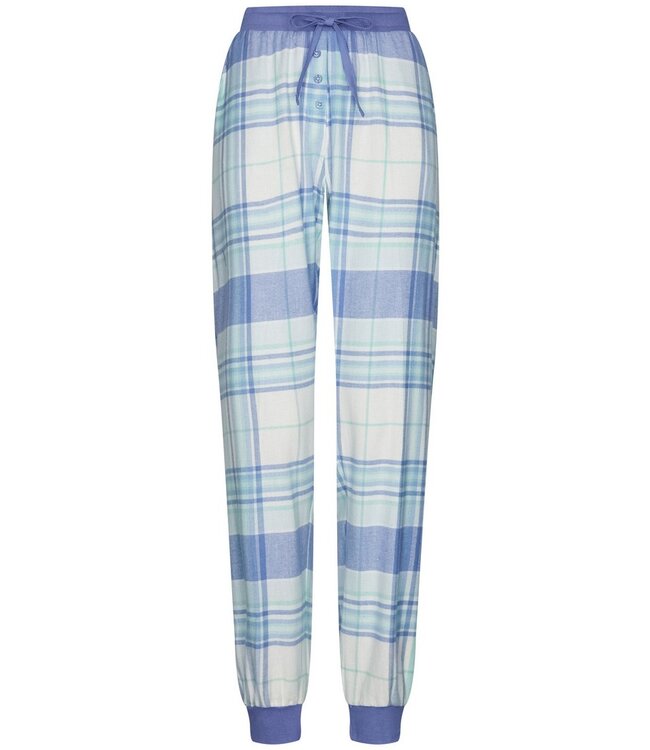 Mix & Match lange katoen-flanellen pyjamabroek met boorden 'cool blue checks'