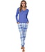 Mix & Match lange katoen-flanellen pyjamabroek met boorden 'cool blue checks'