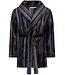 Pastunette for Men Korte, overslag heren ochtendjas van fleece 'modern stripes'