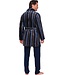 Korte, overslag heren ochtendjas van fleece 'modern stripes'