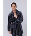 Korte, overslag heren ochtendjas van fleece 'modern stripes'