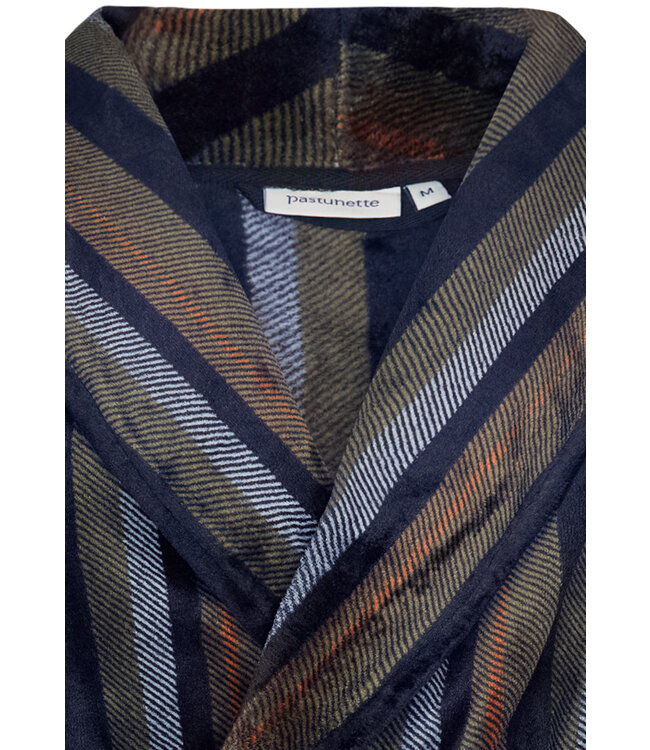 men's short wrap-over fleece morninggown 'modern stripes' (90cm)