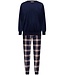 men's blue velvet home lounge suit 'modern checks'
