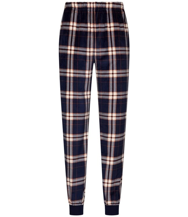 men's blue velvet home lounge suit 'modern checks'