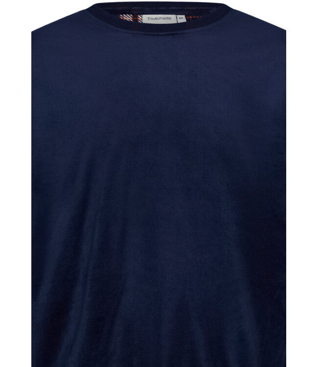 Heren lounge-huispak van blauw velours 'modern checks'