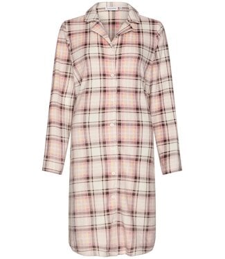 Pastunette Warm, doorknoop dames nachthemd ‘champagne pink check’