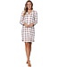 Warm, doorknoop dames nachthemd ‘champagne pink check’