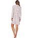 Warm, doorknoop dames nachthemd ‘champagne pink check’