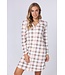 Warm, doorknoop dames nachthemd ‘champagne pink check’