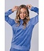 Velours lounge-huispak met capuchon 'cool blue stripes'