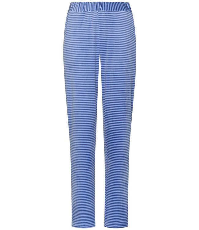 Velours lounge-huispak met capuchon 'cool blue stripes'