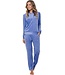 Velours lounge-huispak met capuchon 'cool blue stripes'