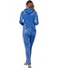 Velours lounge-huispak met capuchon 'cool blue stripes'