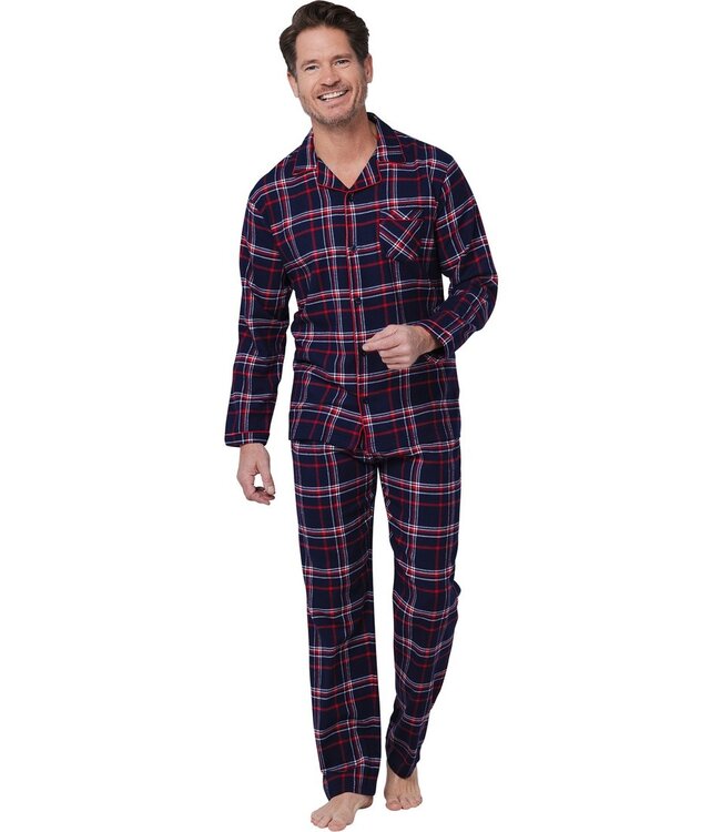 men's full button cotton-flannel pyjama 'trendy checks'
