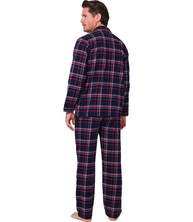 men's full button cotton-flannel pyjama 'trendy checks'