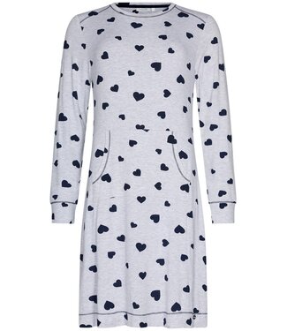 Rebelle light grey melee long sleeve nightdress 'lots of lovehearts'