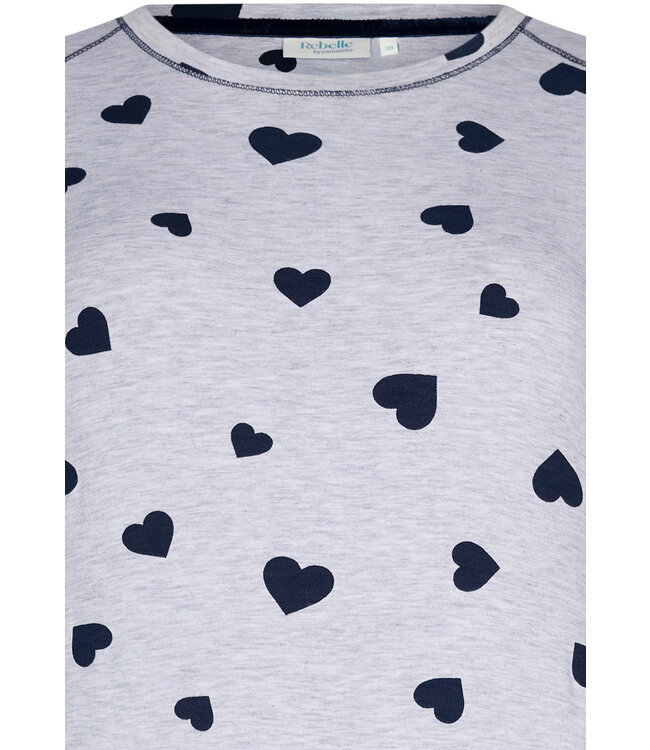 light grey melee long sleeve nightdress 'lots of lovehearts'
