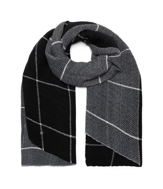 warm, one size black scarf 'block checks'