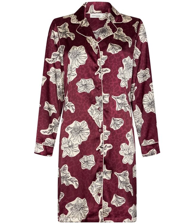 Doorknoop nachthemd van katoen-polyester mix 'bold blooms'