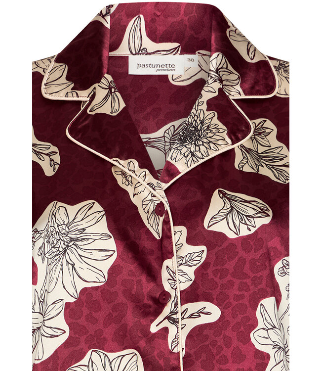 Doorknoop nachthemd van polyester-satijn 'bold blooms'