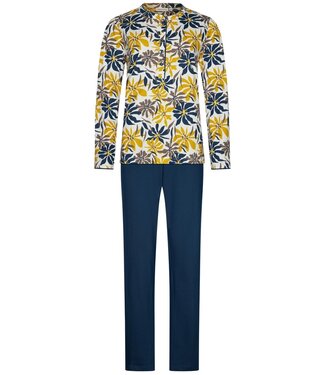Pastunette Dames pyjama van katoen met lange mouwen en knoopjes 'forest flowers'