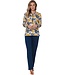 Dames pyjama van katoen met lange mouwen en knoopjes 'forest flowers'