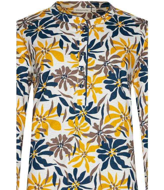 ladies long sleeve cotton pyjama set with buttons 'forest flowers'