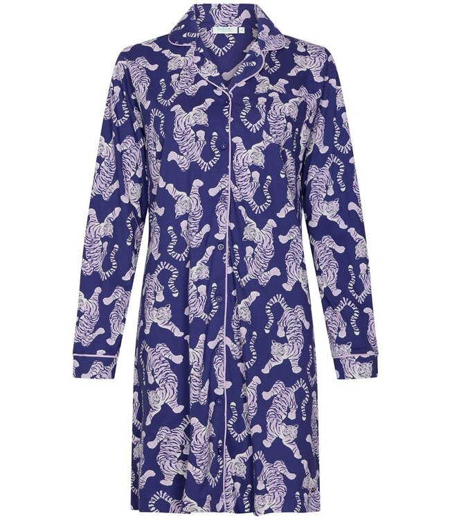 trendy full button organic cotton nightdress 'fantastic feline'