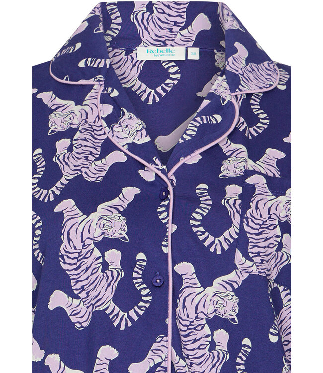 Trendy doorknoop nachthemd van bio-katoen 'fantastic feline'