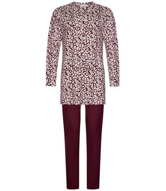 Pastunette Premium Rode katoen-modal pyjama met knopen 'little flowers'