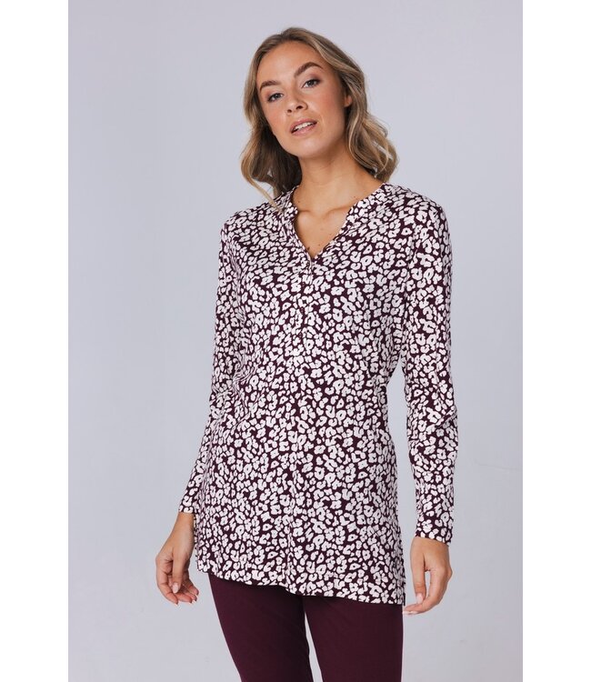 rich red cotton-modal pyjama with buttons 'little flowers'