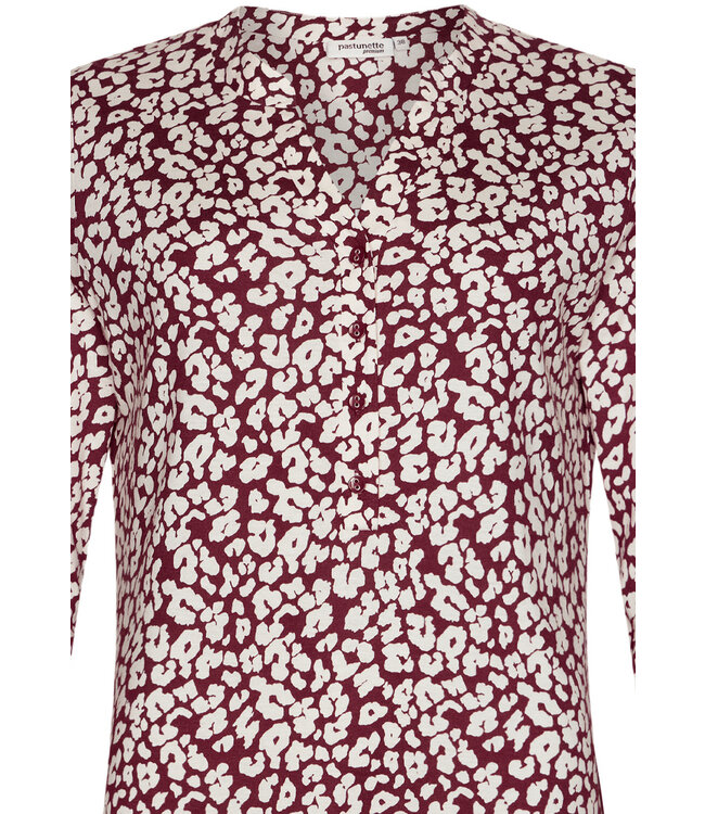 rich red cotton-modal pyjama with buttons 'little flowers'