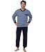 men's long sleeve v-neck cotton pyjama set with cuffs 'fine stripes'