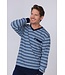 men's long sleeve v-neck cotton pyjama set with cuffs 'fine stripes'