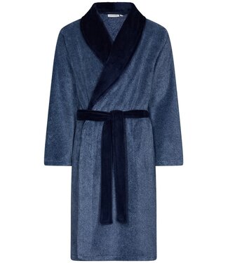 Pastunette for Men men's warm blue wrap-over morningown with belt 'modern man'