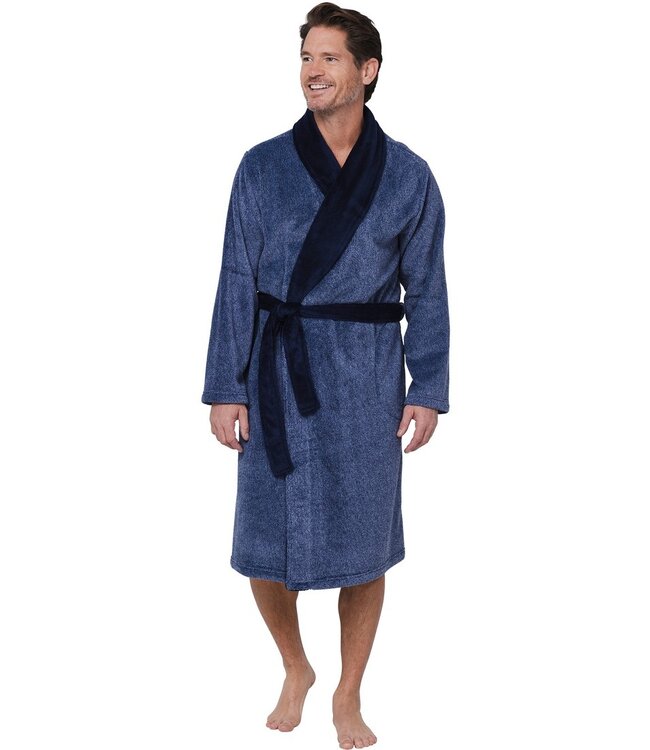 men's warm blue wrap-over morningown with belt 'modern man'