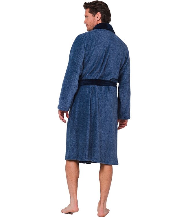 men's warm blue wrap-over morningown with belt 'modern man'