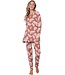Bruine dames pyjama van katoen-elastan-mix ‘lovely leafs’